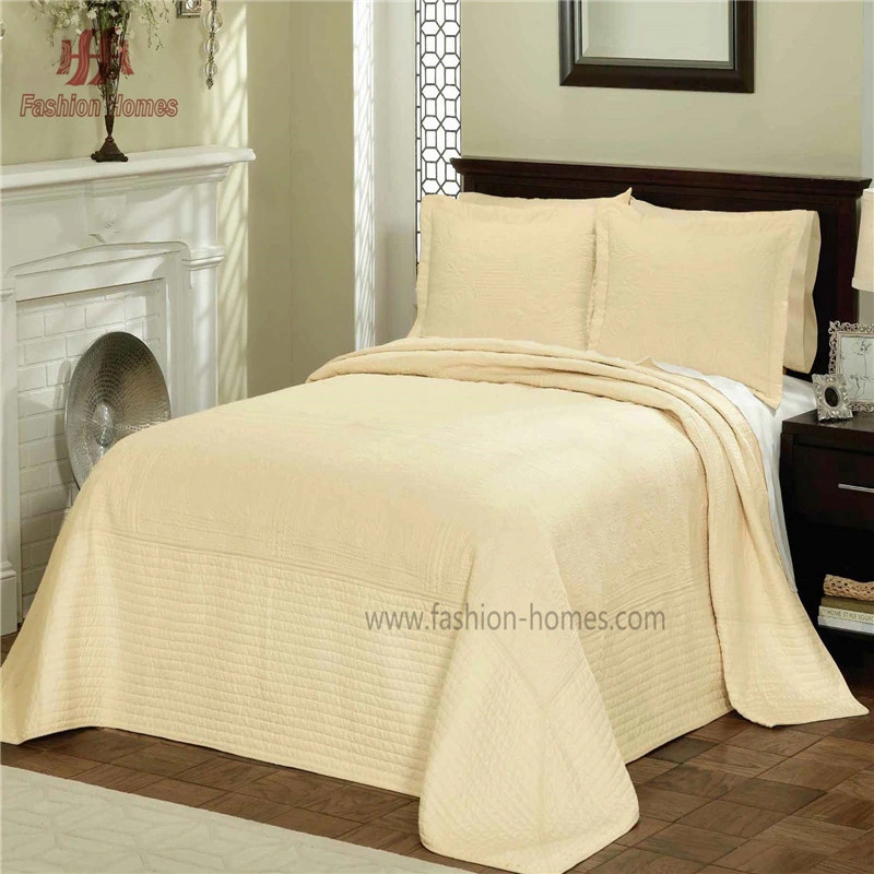 HS-11645 Traditional Embroidery Quilt Bedspread Polyester Padding Comforter Cotton Shell Bedspread Bedding Set for Home