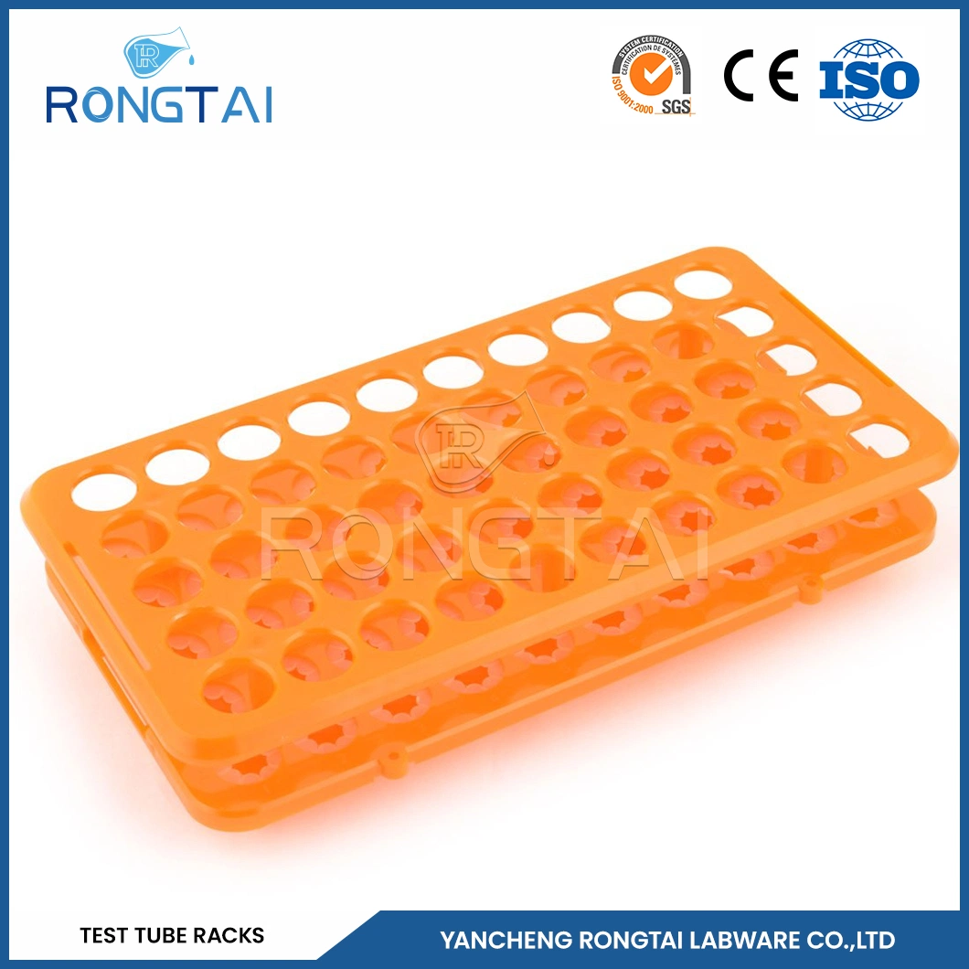 Rongtai Soporte para tubos de ensayo grandes Fabricantes tubo de ensayo de 6*15 agujeros Soporte de tubos de ensayo de material PP de China utilizado en Laboratorio de Química