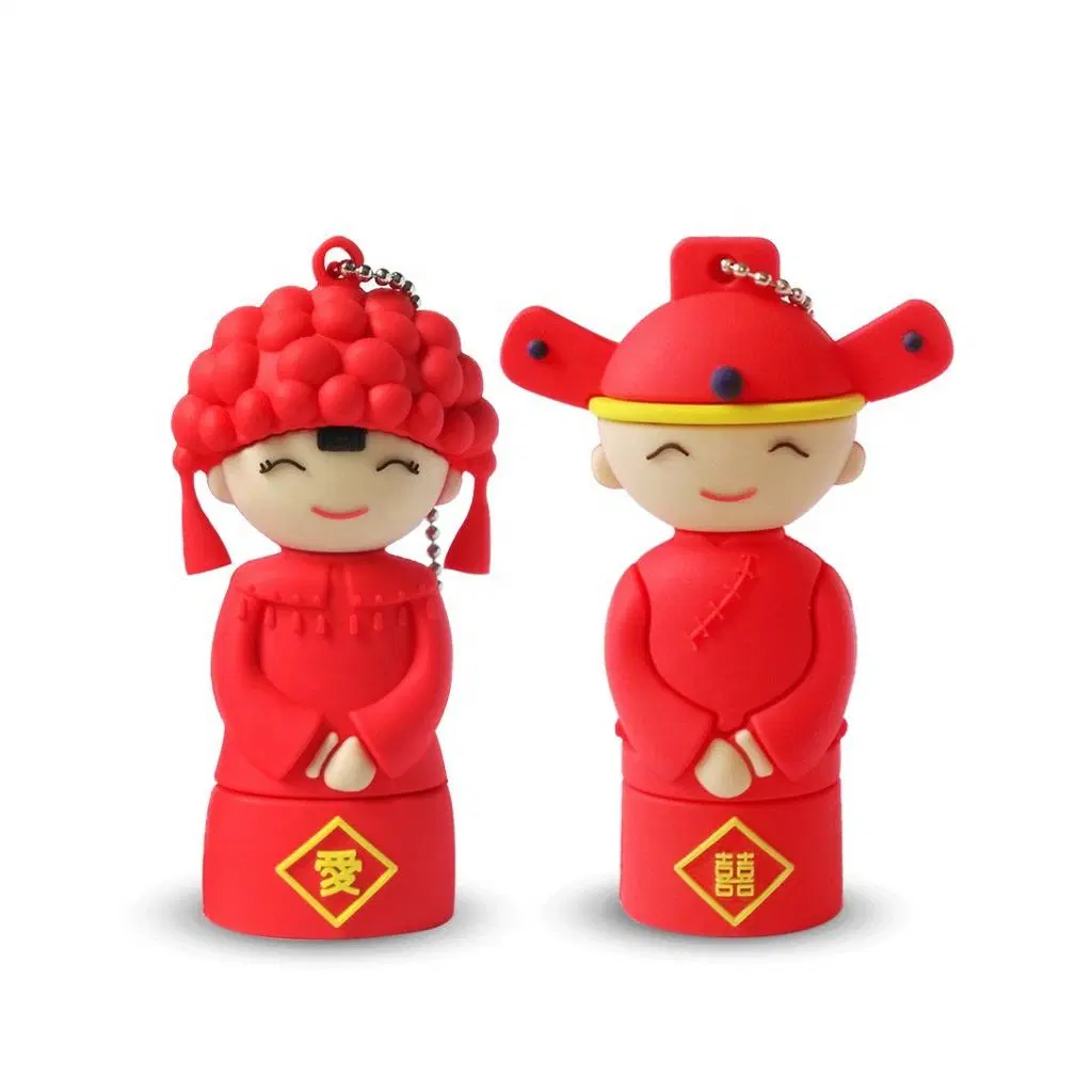 Gjus51 Silicone Chinese Traditional Wedding Couple Micro USB Flash Drive Cover USB Flash Drive Cover with Silicone Case