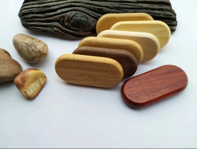 Oval Shaped Eco Wooden Bamboo Paper Material USB Flash Drive