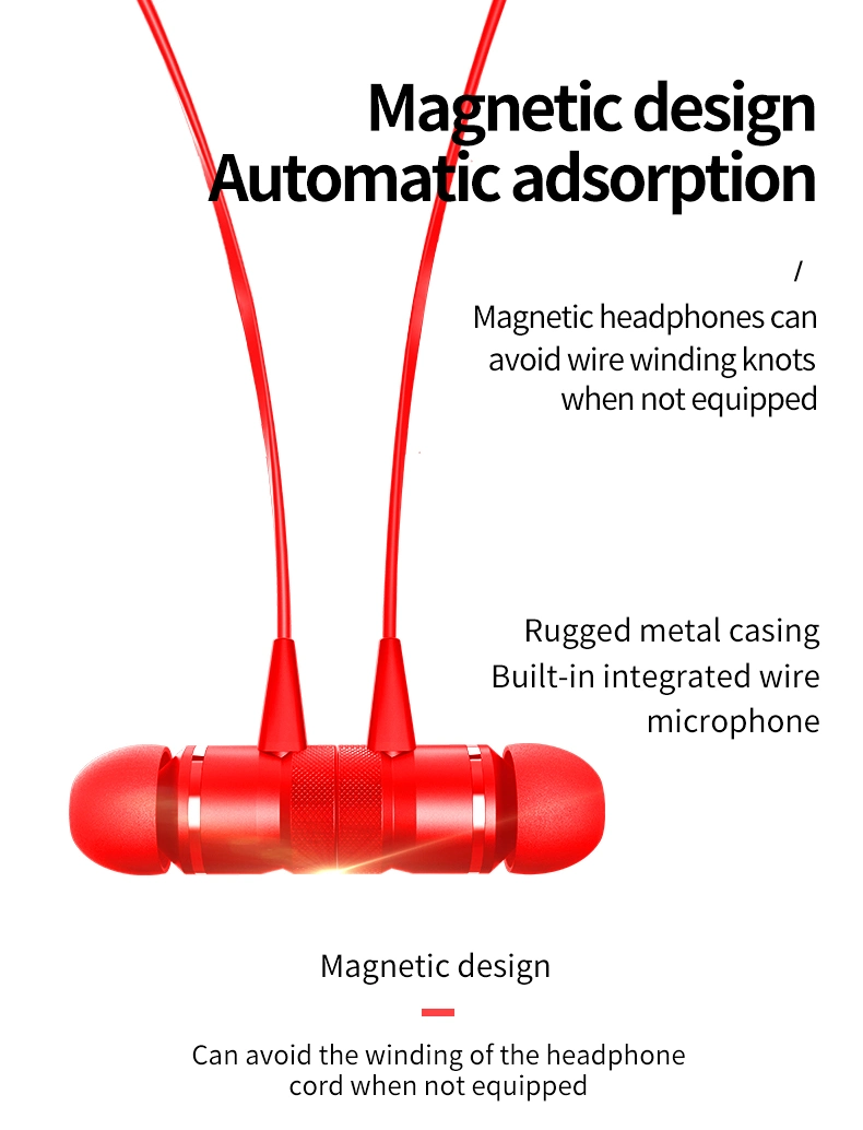 El diseño magnético absorbe automáticamente la banda del cuello que funciona con los auriculares Bluetooth