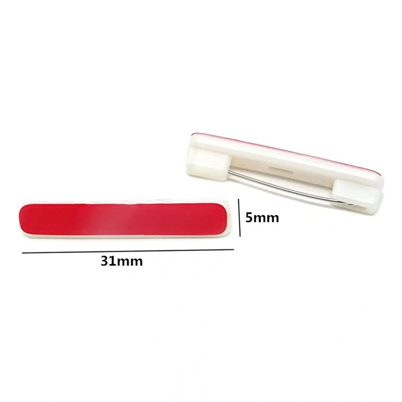 Enamel Pin 31mm White and Red PVC with 3m Plastic Adhesive Pin