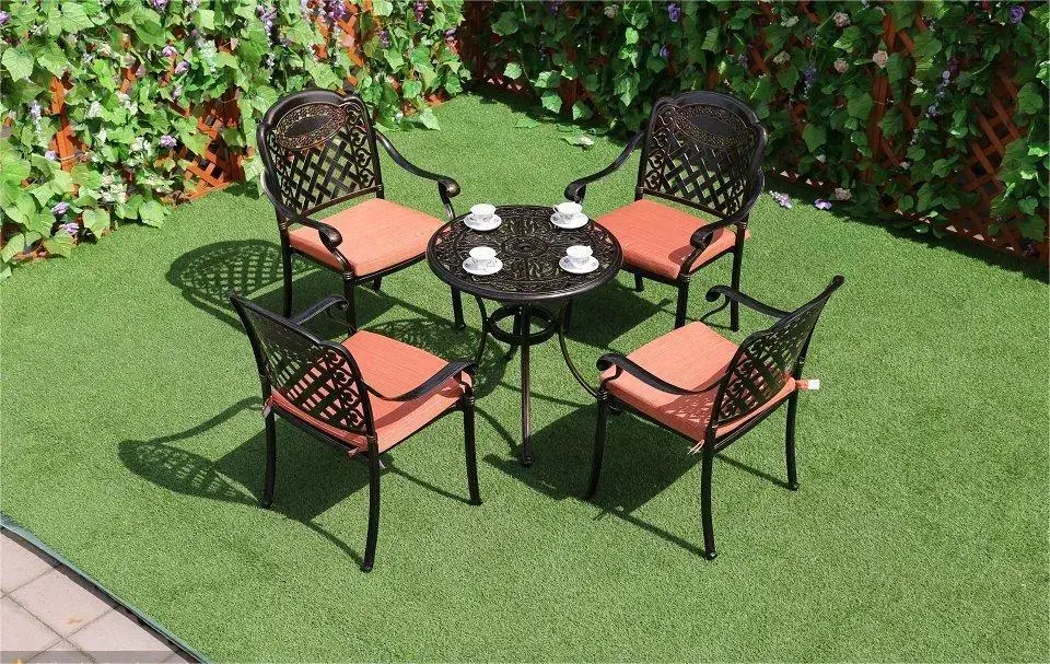 Free Shipping European Style Bronze Cast Aluminum Antique Outdoor Furniture Chairs and Table Bistro Patio Garden Sets