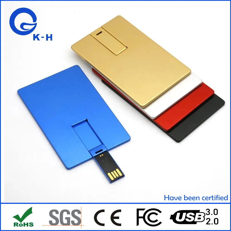 Cartão de crédito de metal USB Flash de 64 GB disco de memória de 16 GB