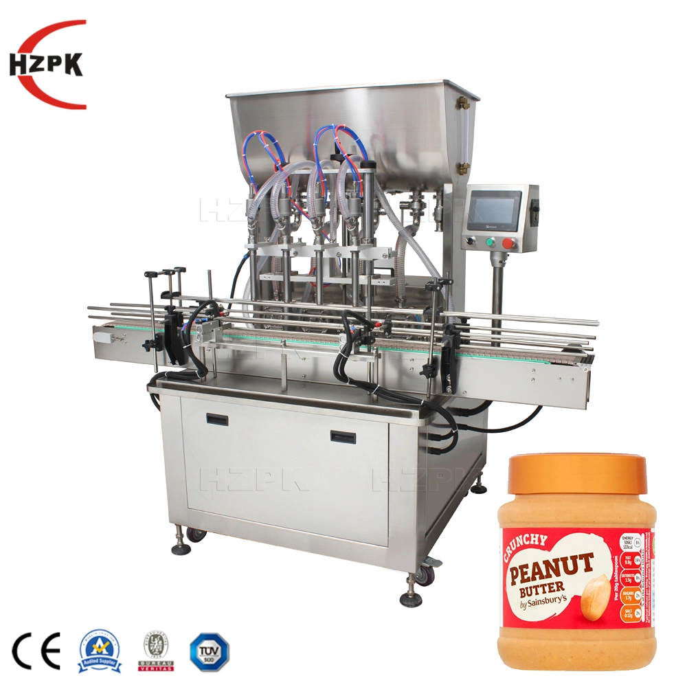 Hzpk 4 Headsmall Water Milk Juice Sauce Bottling Rotor Pump Machine Liquid Bottle Filling Equipment