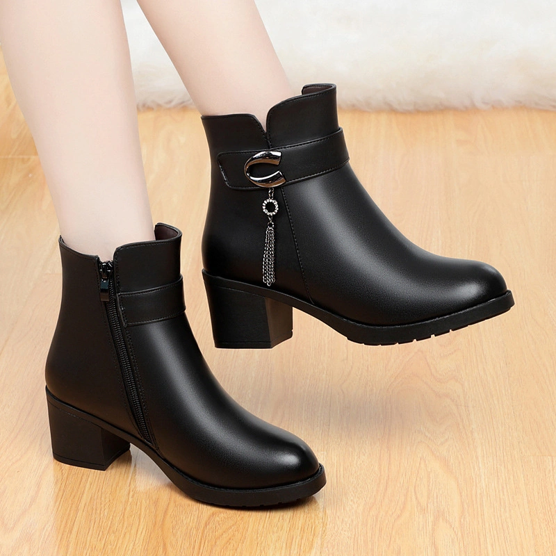 Winter Women's Booties Warm Cotton Leather Shoes Warm Shoes