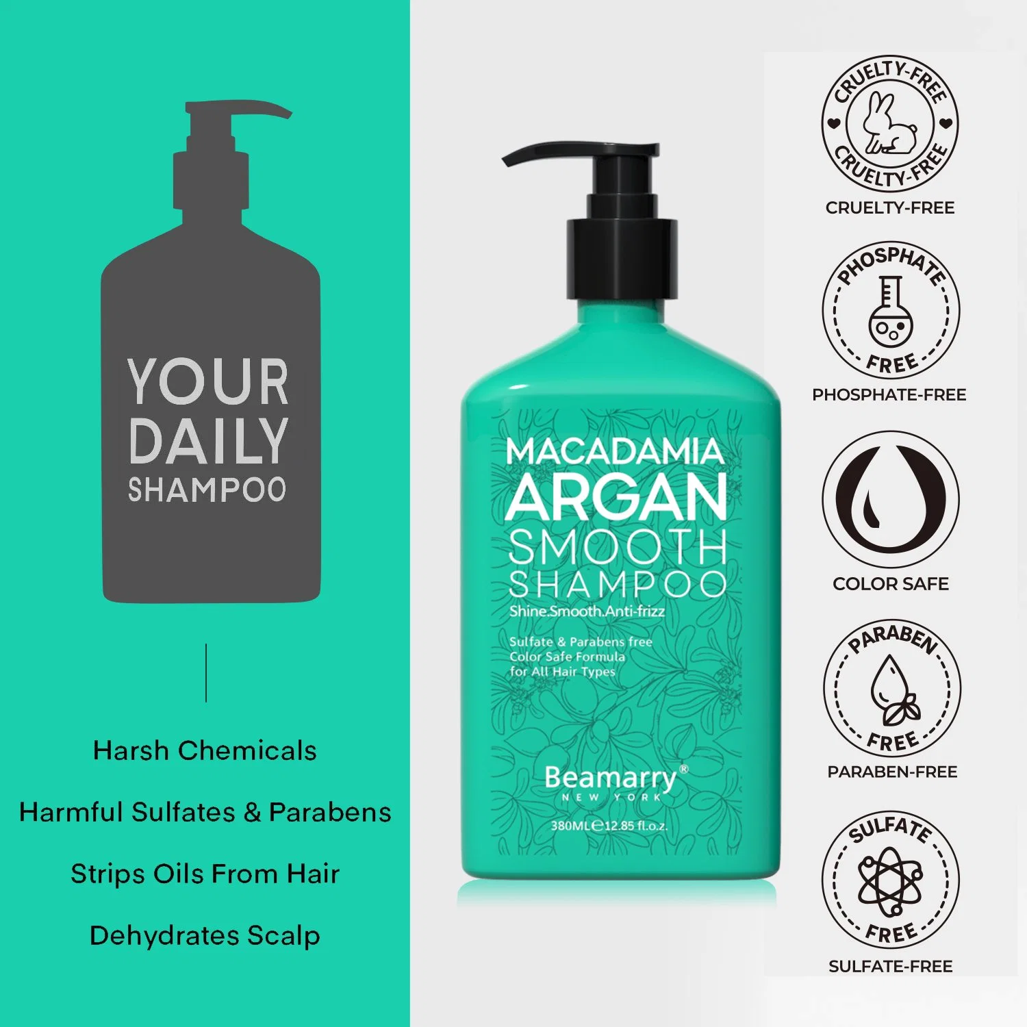 Private Label Hair Treatment Products Argan Oil Morocco Anti-Dandruff Best Organic Natural Salon Hair Professional Care Shampoo