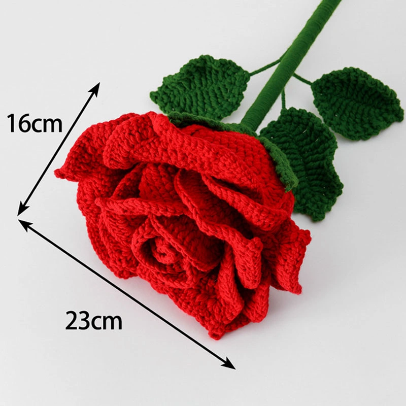 Handmade Rose Sunflower Tulip Woven Bouquet Material Package Crochet Wool Flower Finished Gift