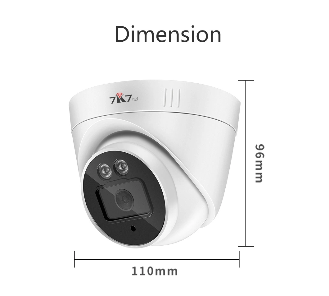 Cúpula de cámara IP 5MP Poe, micrófono integrado, detección humana inteligente, luz de las estrellas de baja iluminación, visión nocturna a todo color, IP66 H. 265+ WDR 3D DNR