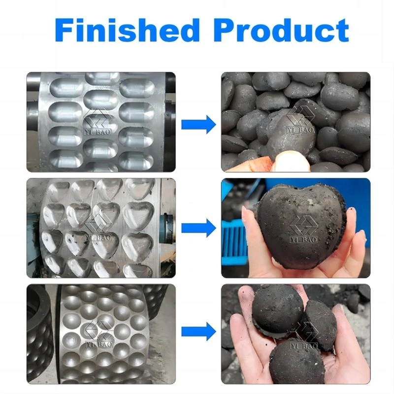 Double Roll Powder Coal Charcoal Egg Shape Ball Press Machine Fluorspar Lime Powder Square Round Oval Briquette Making Machine