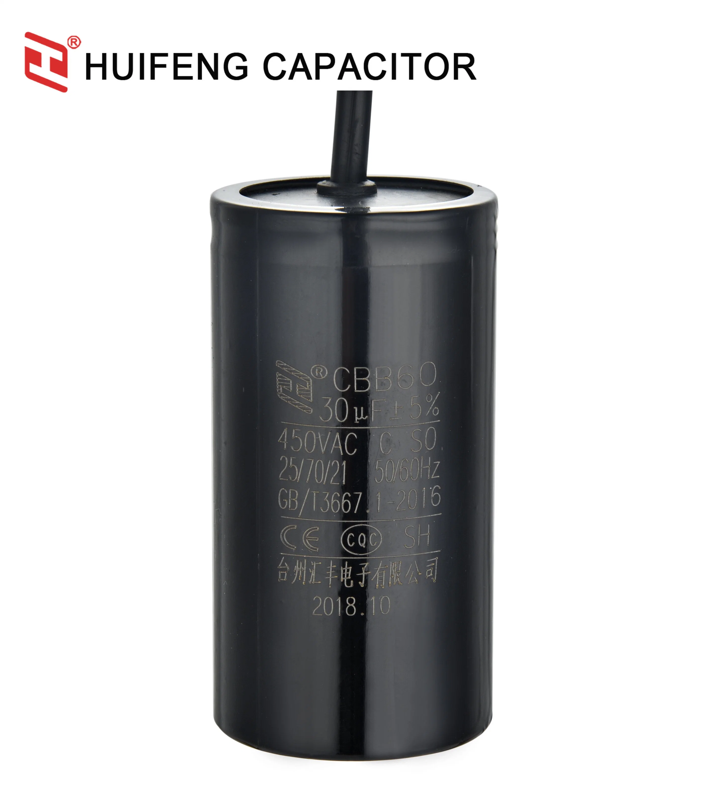 Cbb60 60UF 250V AC Metallic Polypropylene Film Resistor Capacitor Double Lead out