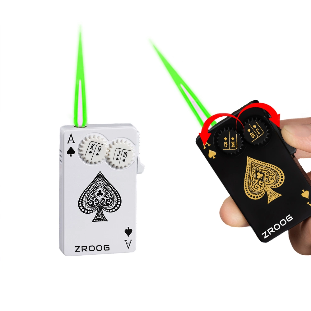 Neue Auflistung Poker Ace of Spades Feuerzeug Butane Windproof Zigarette Zigarren-Metall-Feuerzeug-Karten