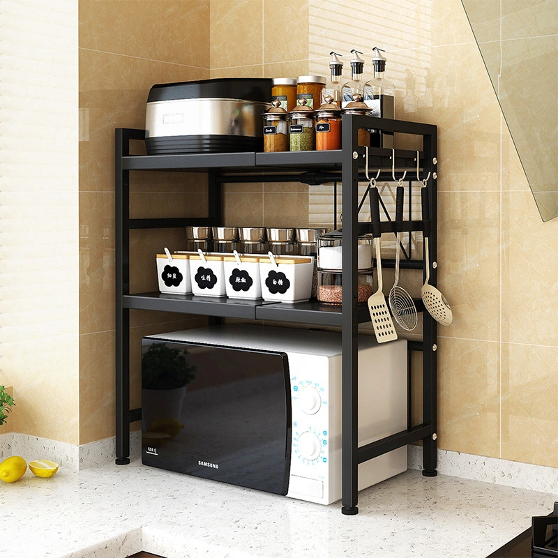 Multi Function Modern Kitchen Storage & Organization Shelf L Shape Double Tiers Microwave Oven Rack Toaster Storage Rack