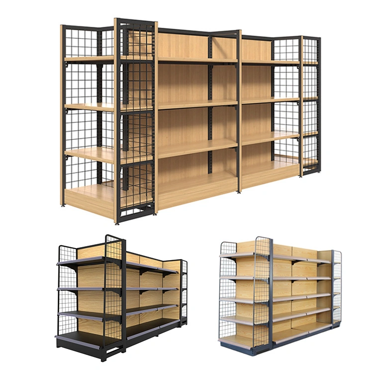 Fashion Design Supermarket Wood and Steel Display Rack