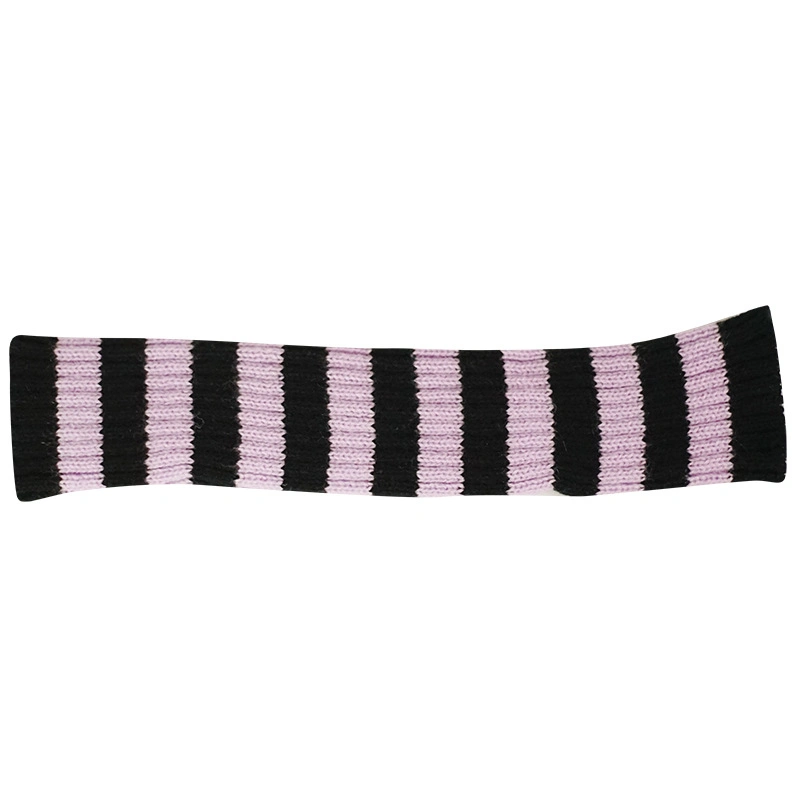 30cm Knitted Thick Striped Arm Cover in The Long Section of Autumn and Winter Warm Students Korean Version of The Half Finger Gloves