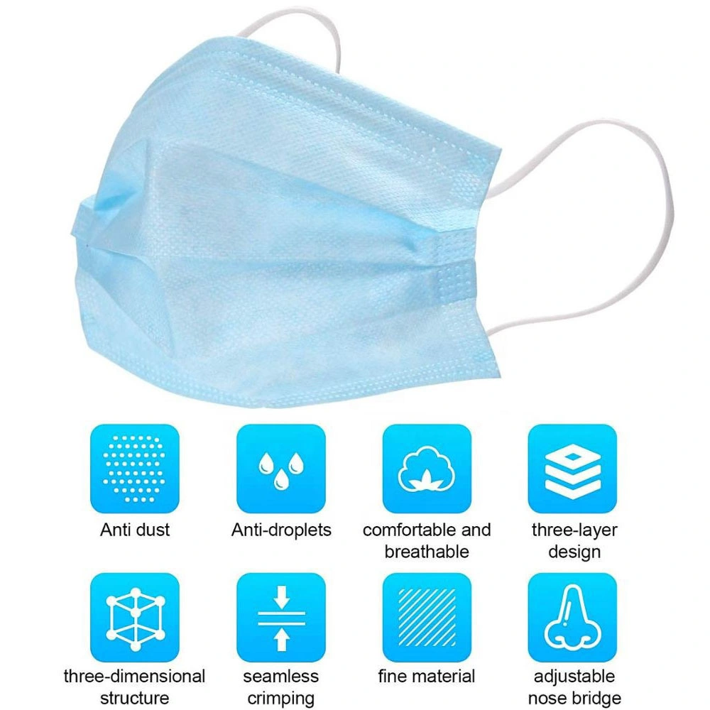 Man Male Disposable Non Woven 3 Ply Earloop High Grade Durable High Reputation Face Masks in Stock