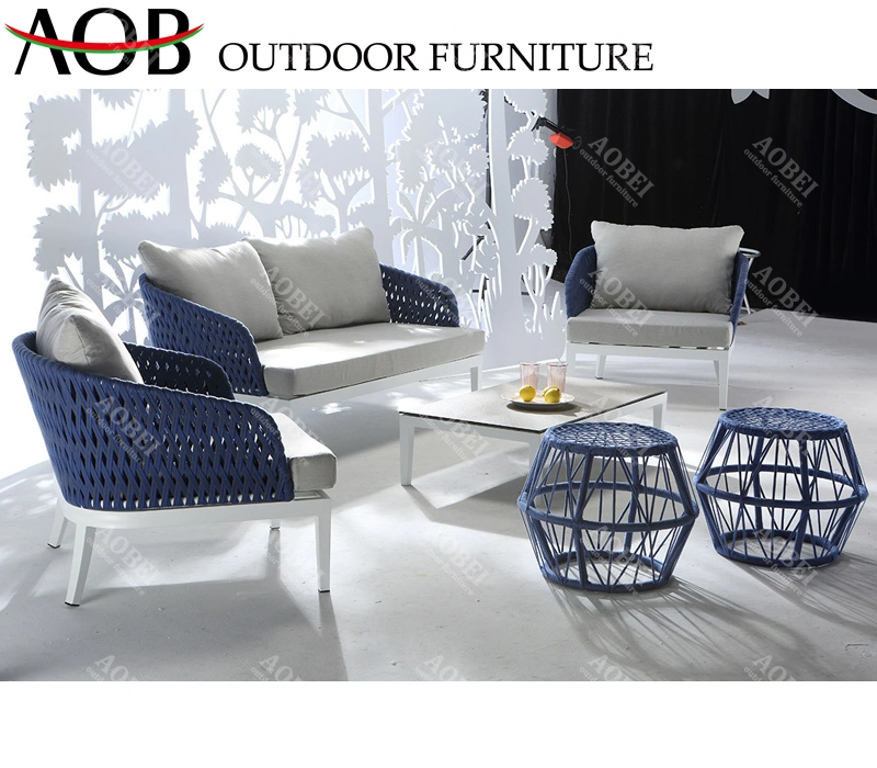 Modern Outdoor Garden Patio Home Hotel Aluminum Leisure Rope Weaving Sectional Lounge Sofa Set Furniture