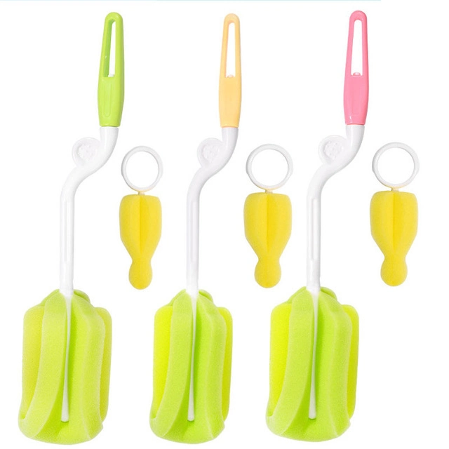 Nipple Plastic Brush Rotational Milk Bottle Sponge Brushes Cleaning Tool