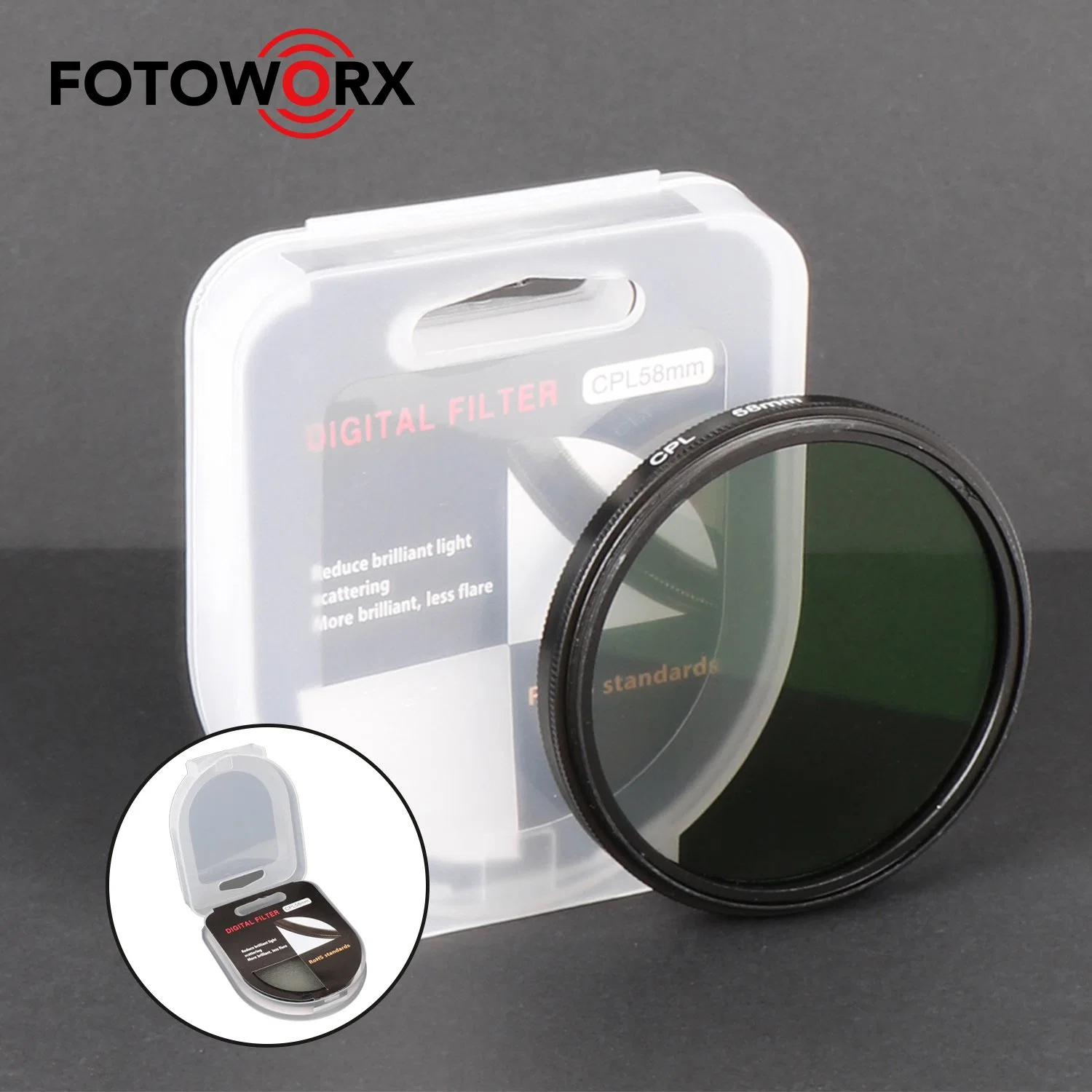 58mm Mc CPL Lens Filter Removes Reflections From Glass &amp; Water