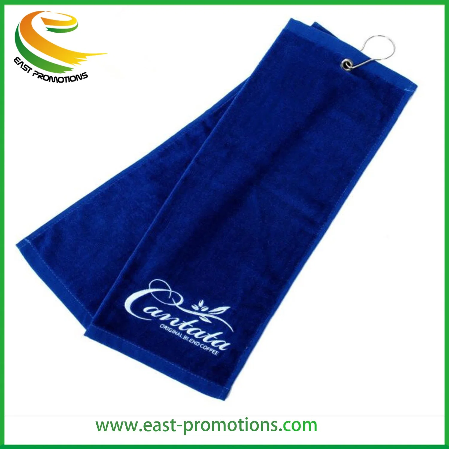 Customized 100% Cotton Hooked Golf Sport Towel with Embroidery Logo