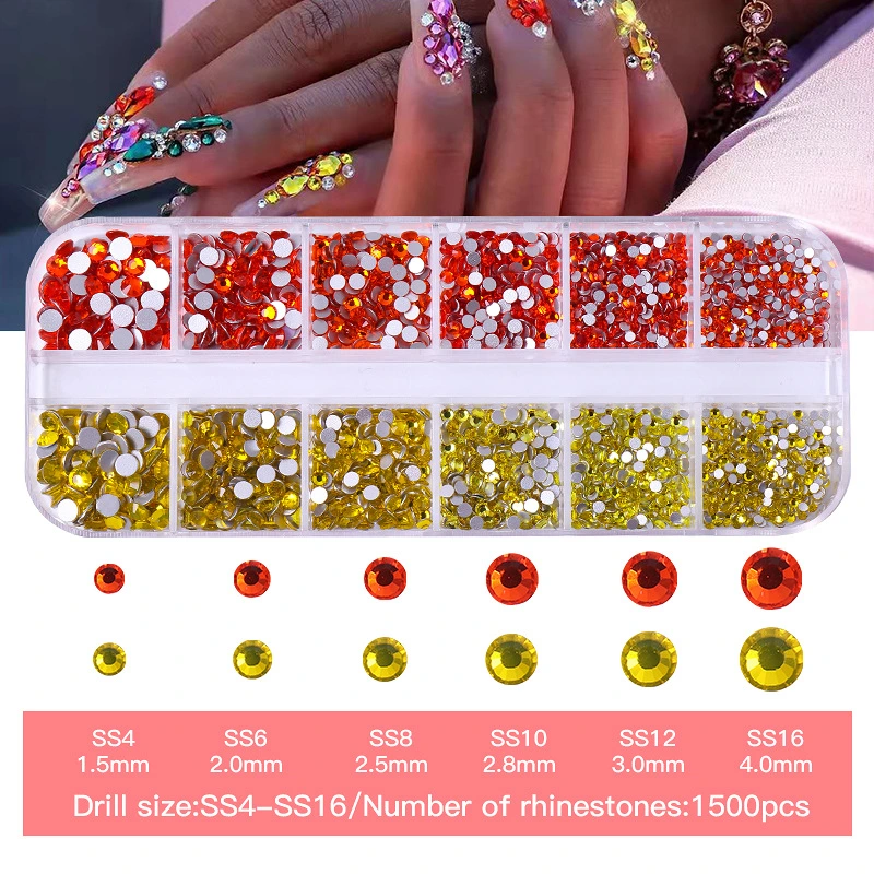 12 Grid Nail Crystal Rhinestones 3D Diamond Press on Nails for Nail Art Decoration