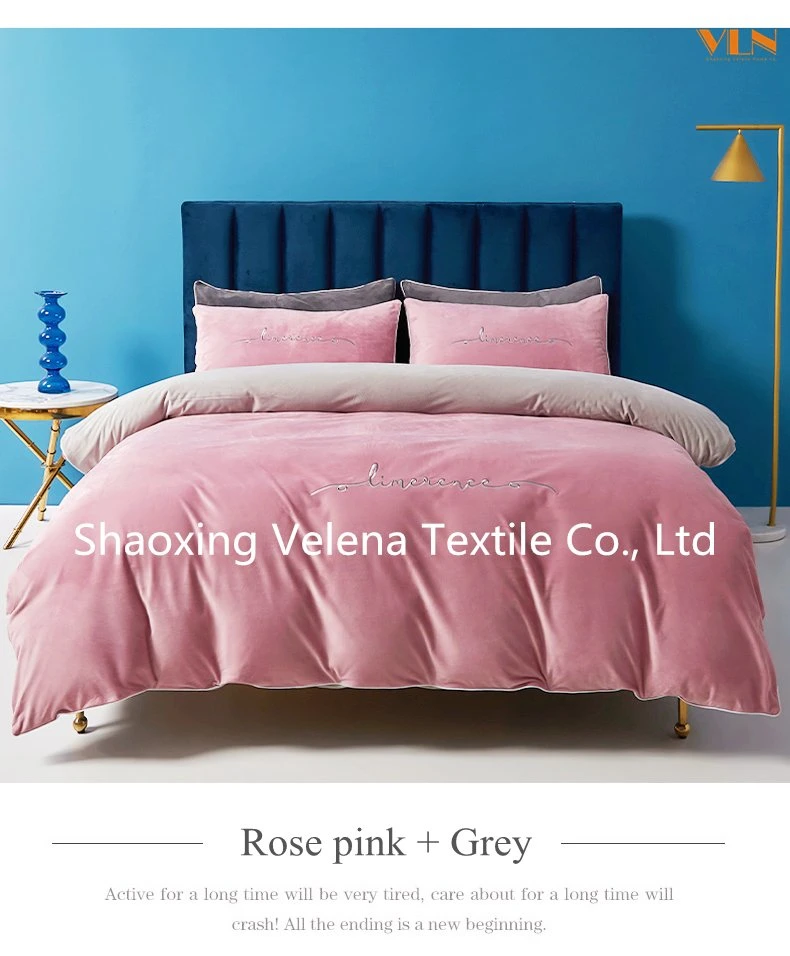 Full Size 100% Polyester Holland Velvet Environmentally Friendly Antibacterial Fabric 4 in 1 Comforter Cover Bed Sheet Bedding