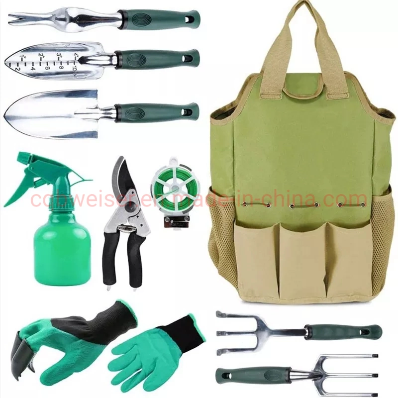 Juego de herramientas de uso intensivo de acero inoxidable para jardinería con caucho antideslizante Herramientas de mano para exteriores Grip herramienta de jardín de uso intensivo herramienta de jardinería Kit de herramientas para exteriores con bolsa