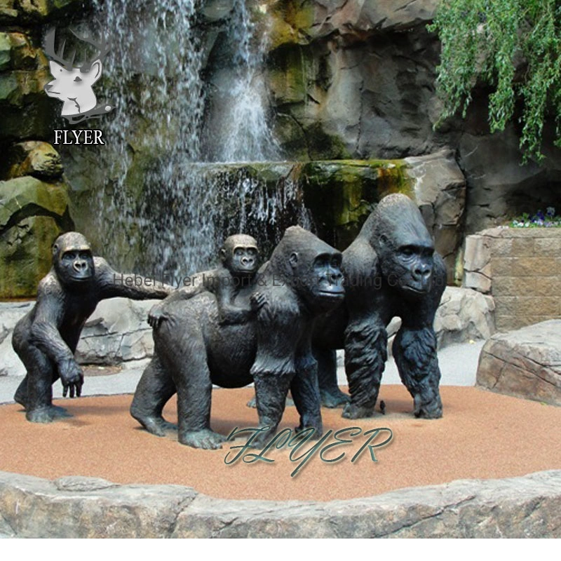 Viva el metal de gran tamaño chimpancé animales Gorila de bronce escultura Estatua de la decoración de jardín