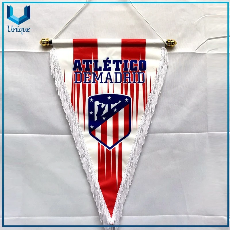 Factory Wholesale Custom Design Double Layer Sports Football Pennant Flag, Bunting Hanging Flag, Advertising Triangle Flag