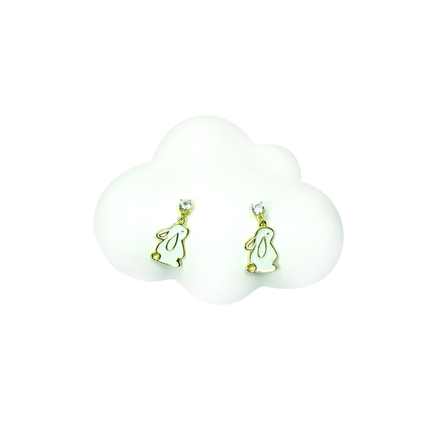 Großhandel einfache einzigartige Gold Beschichtung Mode Sterling Silber Ohrring mit Diamantschmuck