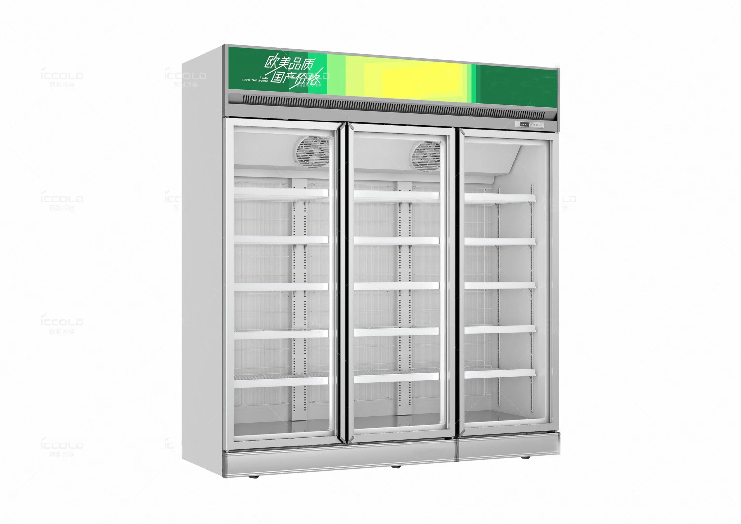 Tienda de conveniencia compresor parte superior vertical de vidrio puerta pantalla refrigerada Congelador