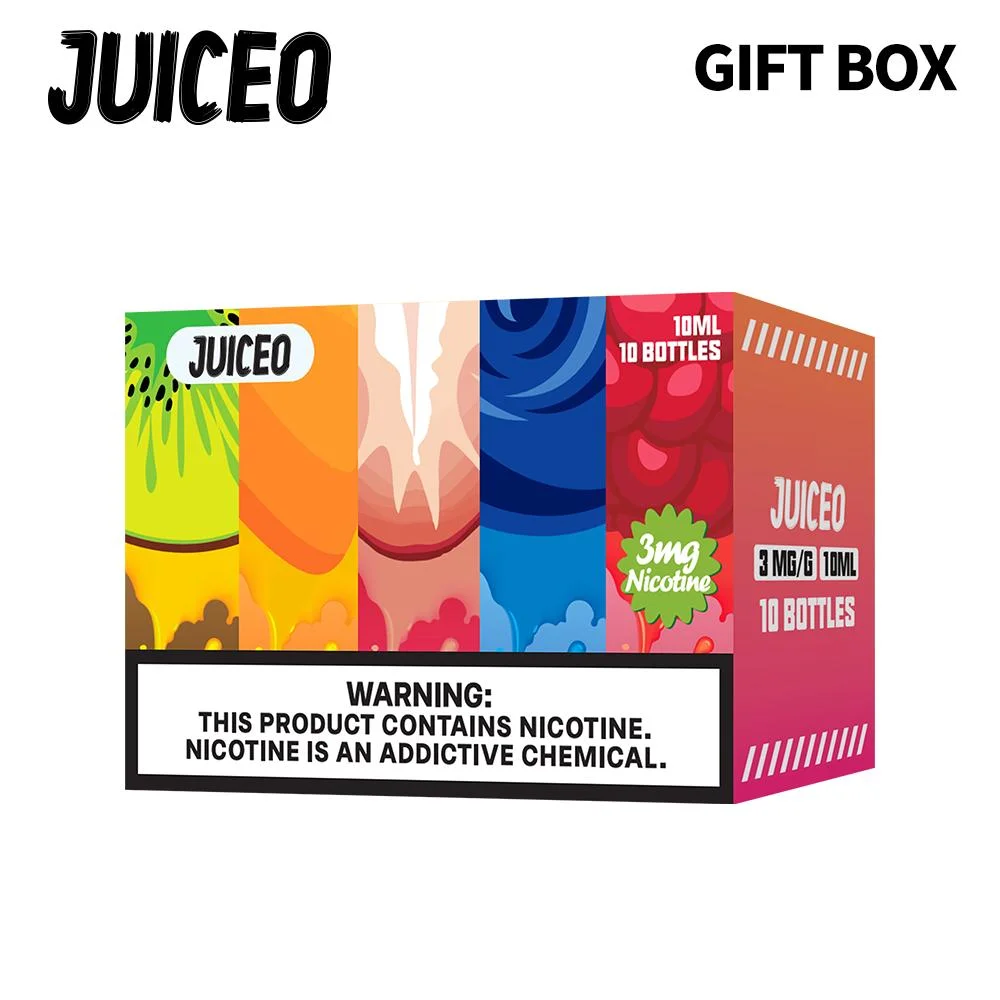 Juiceo pro Geschenkbox Set Nikotin Salz E-Liquid, 7: 4, 3mg, 10ml, fruchtschmeichelter E-Saft Großhandel/Lieferant, OEM &amp; ODM, überwältigend Süße Saft