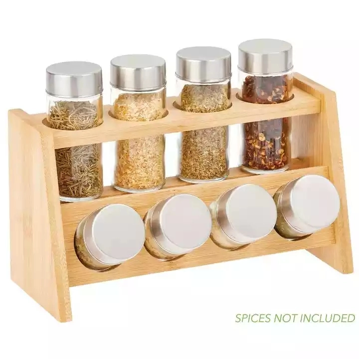 Bamboo Spice Rack Portable Storage Rack Jar Storage Shelf