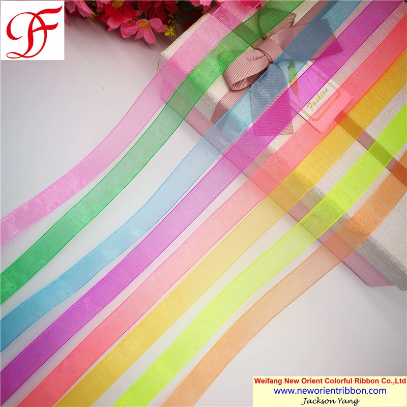 Customized Colors Dyeing Nylon Sheer Organza Ribbon for Wedding/Accessories/Wrapping/Gift/Bows/Packing/Christmas Decoration