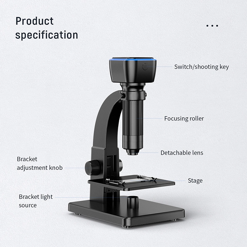 Dual Lens WiFi Digital Microscope 50-2000X Cell Microscope 5MP Microscope Camera Video for Science Observing Coin PCB Plants