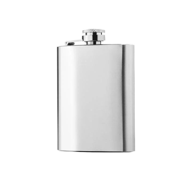 Alcohol 6 Oz Natural Metal Color Stainless Steel Hip Flask with Debossed Logo