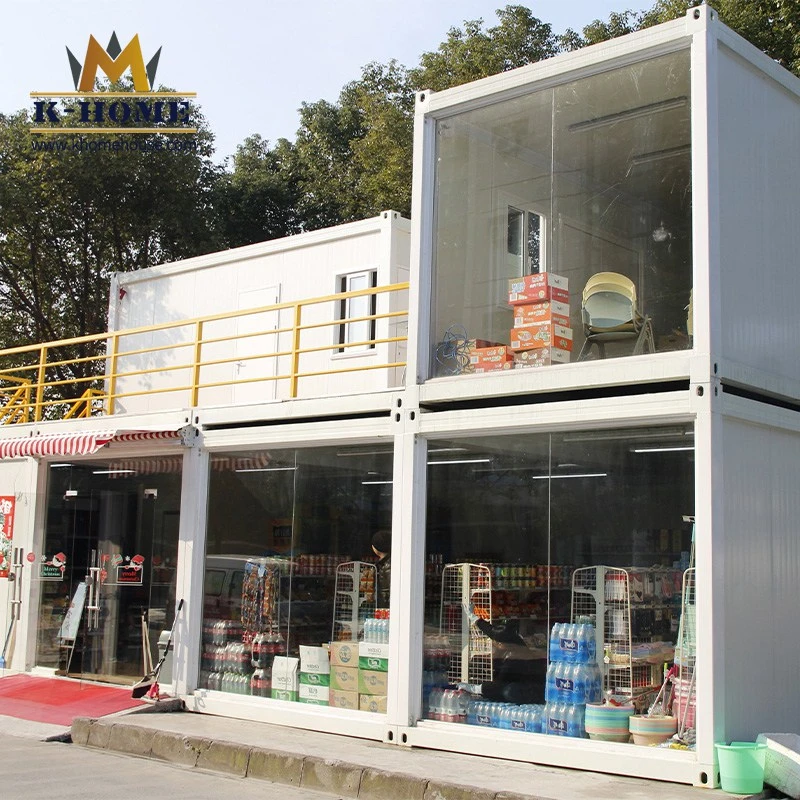 2 Storey Rooftop Glass Wall Prefabricated Container Store