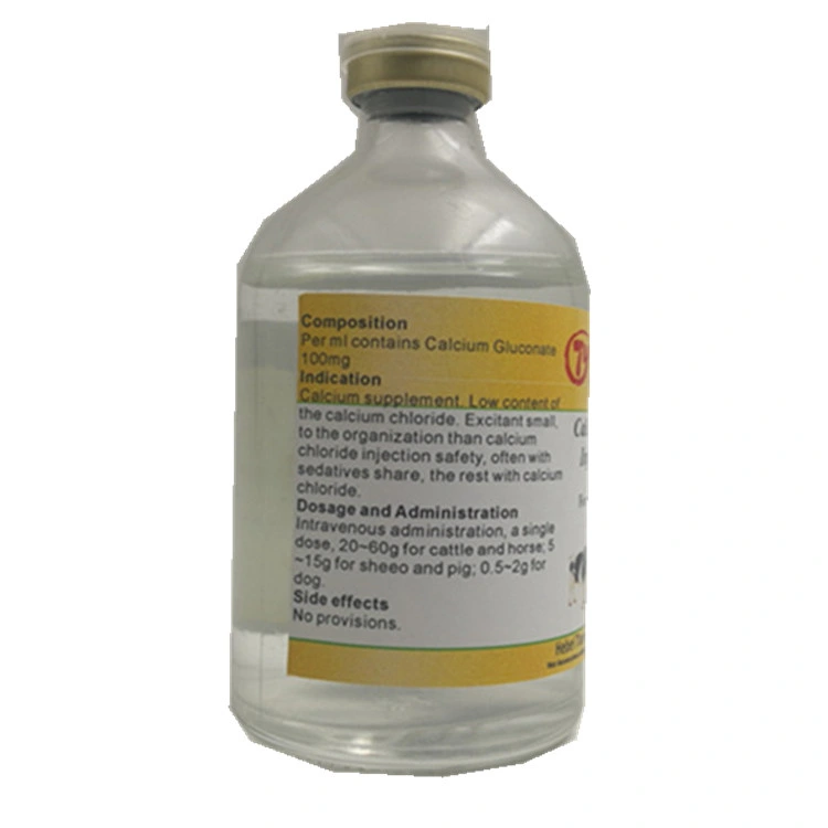 Veterinary Drug Calcium Gluconate Injection 10% for Cattle, Horse, Sheep, Pig, Camel, Chicken, Fowl