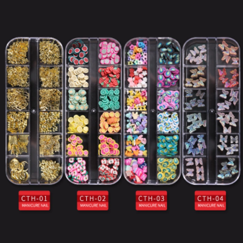 12 Box Nail Enhancement Rivet Soft Pottery Fruit Candy Magic Nail Art Charm