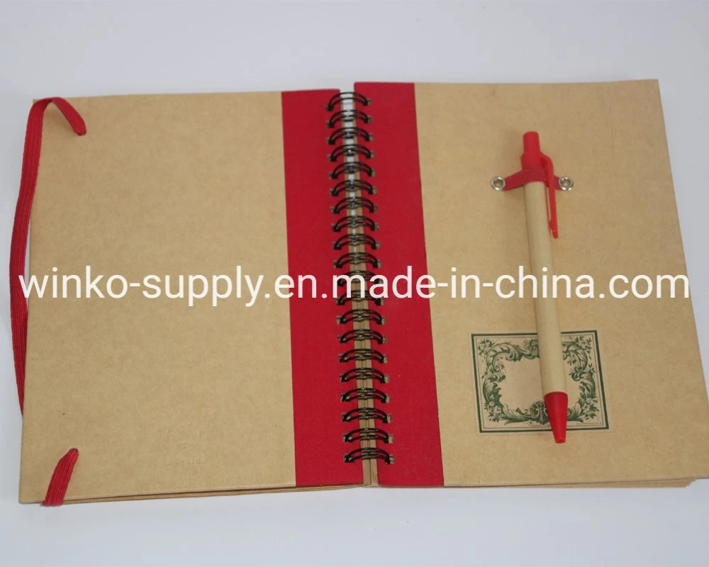 Customized Logo Recycled Paper Notebook with Paper Pen