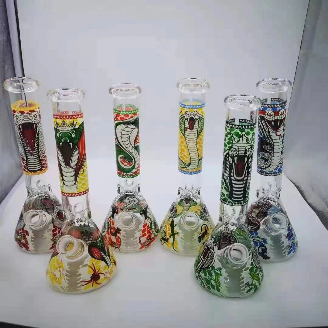 Creative Hand-Painted Pattern Pipe with Glass Accessories Set