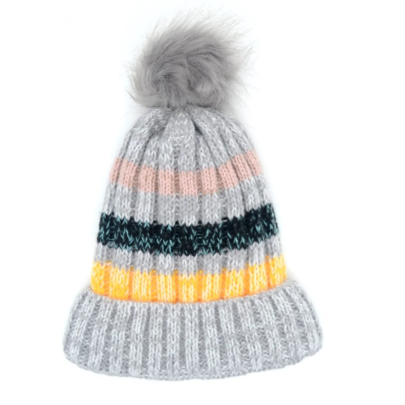 Venta caliente Striped Pom Pom Beanie gorros de invierno