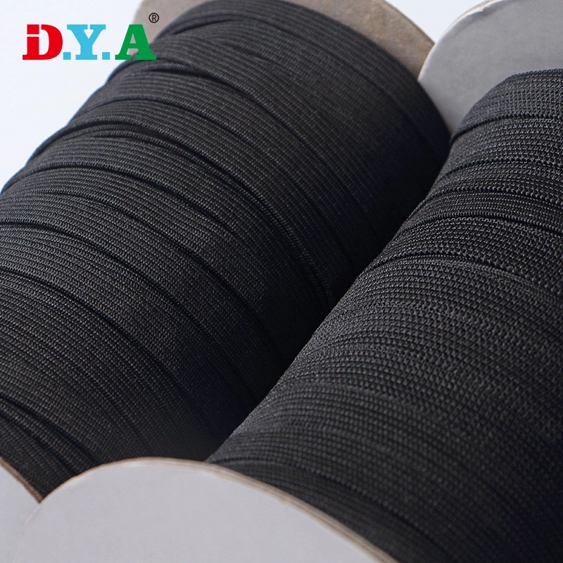 Factory Wholesale/Supplier Polyedter Latex Elastic Webbing 0.4inch 10mm White/Black Knitted Elastic Band for Clothing Garment