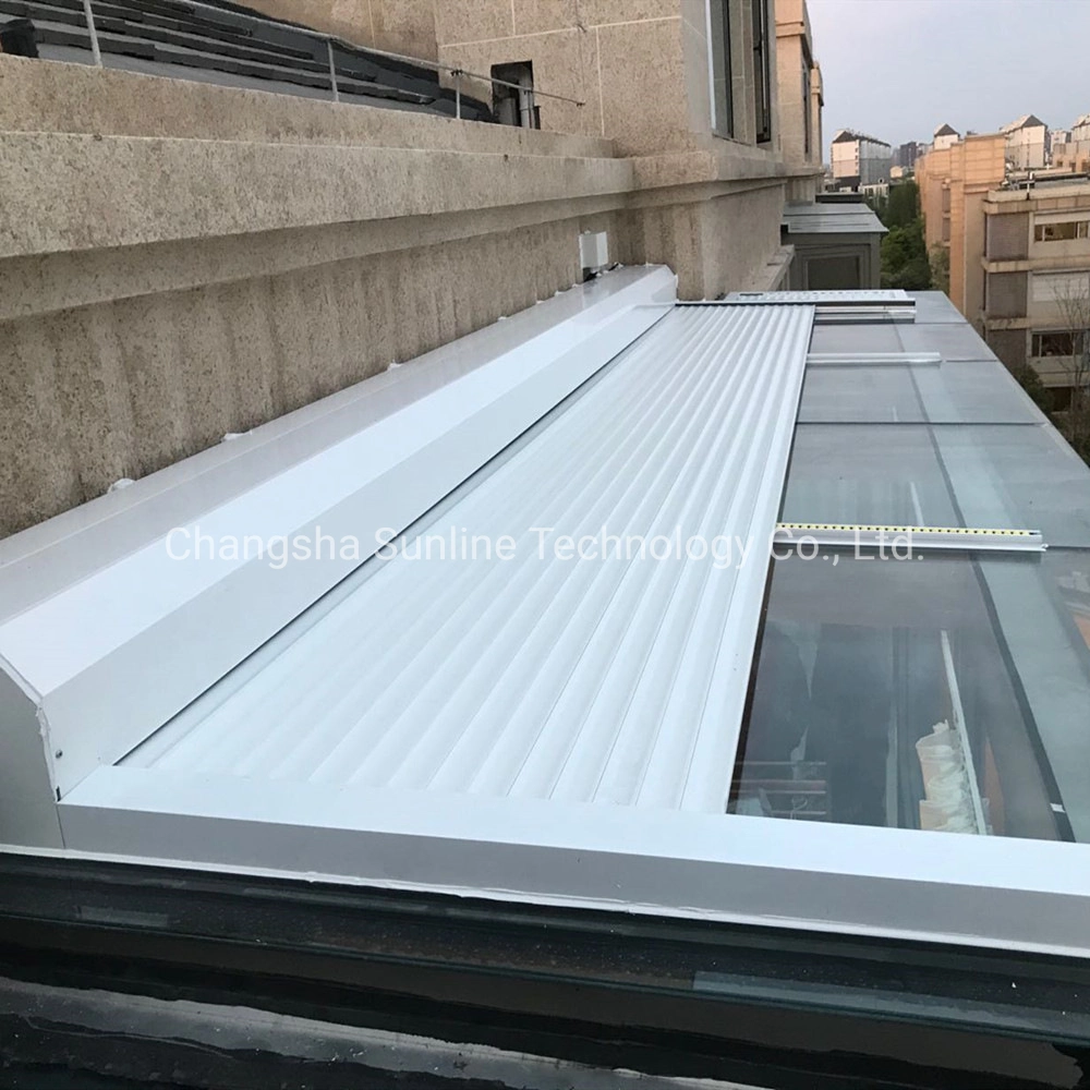 Horizontal Ceiling Aluminum Alloy Electric Rolling Roller Shutter Sunshade on Glass House Roof