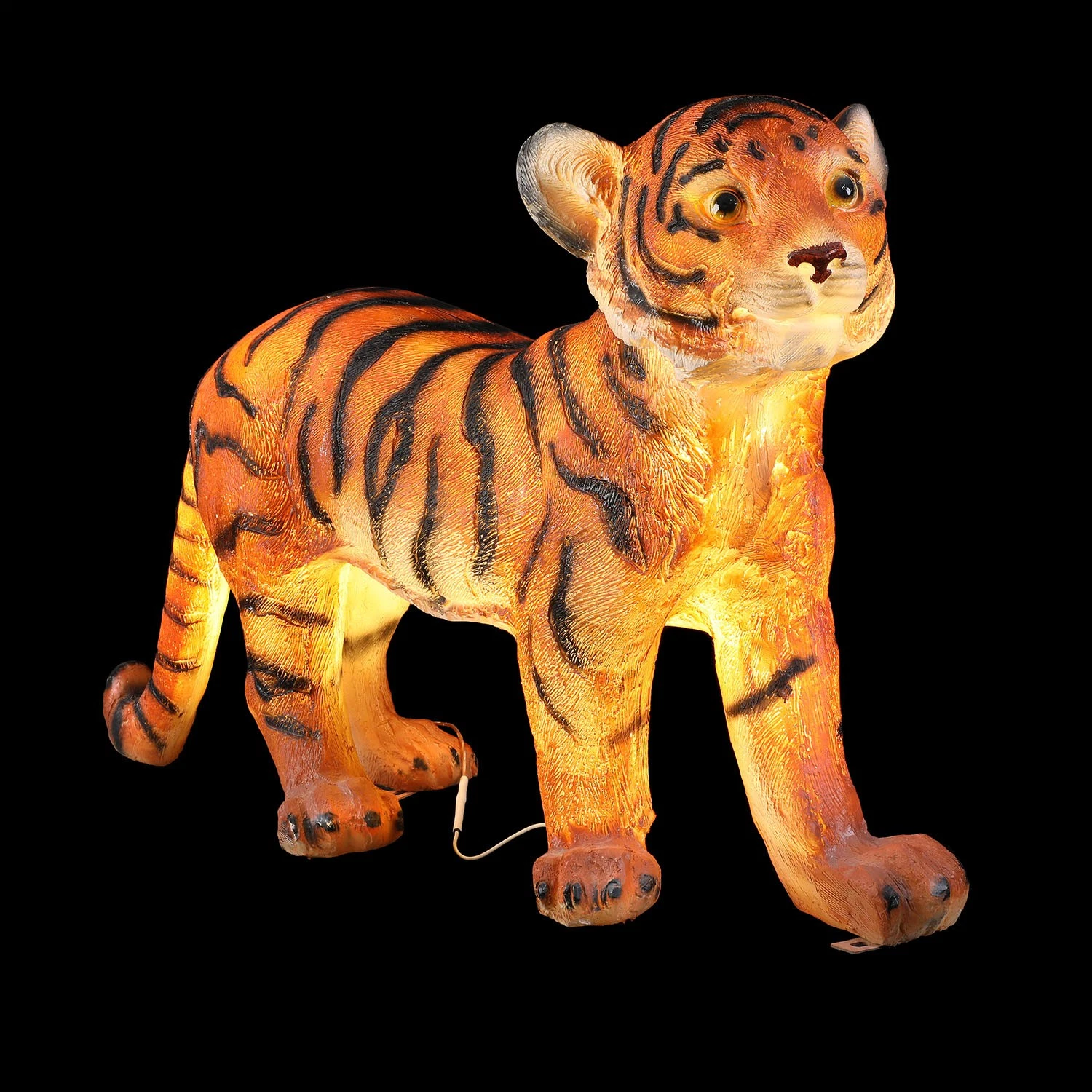 Large Garden Simulation Resin Tiger Sculpture Life Size Glowing Fiberglass Wild Animal Statue Decor