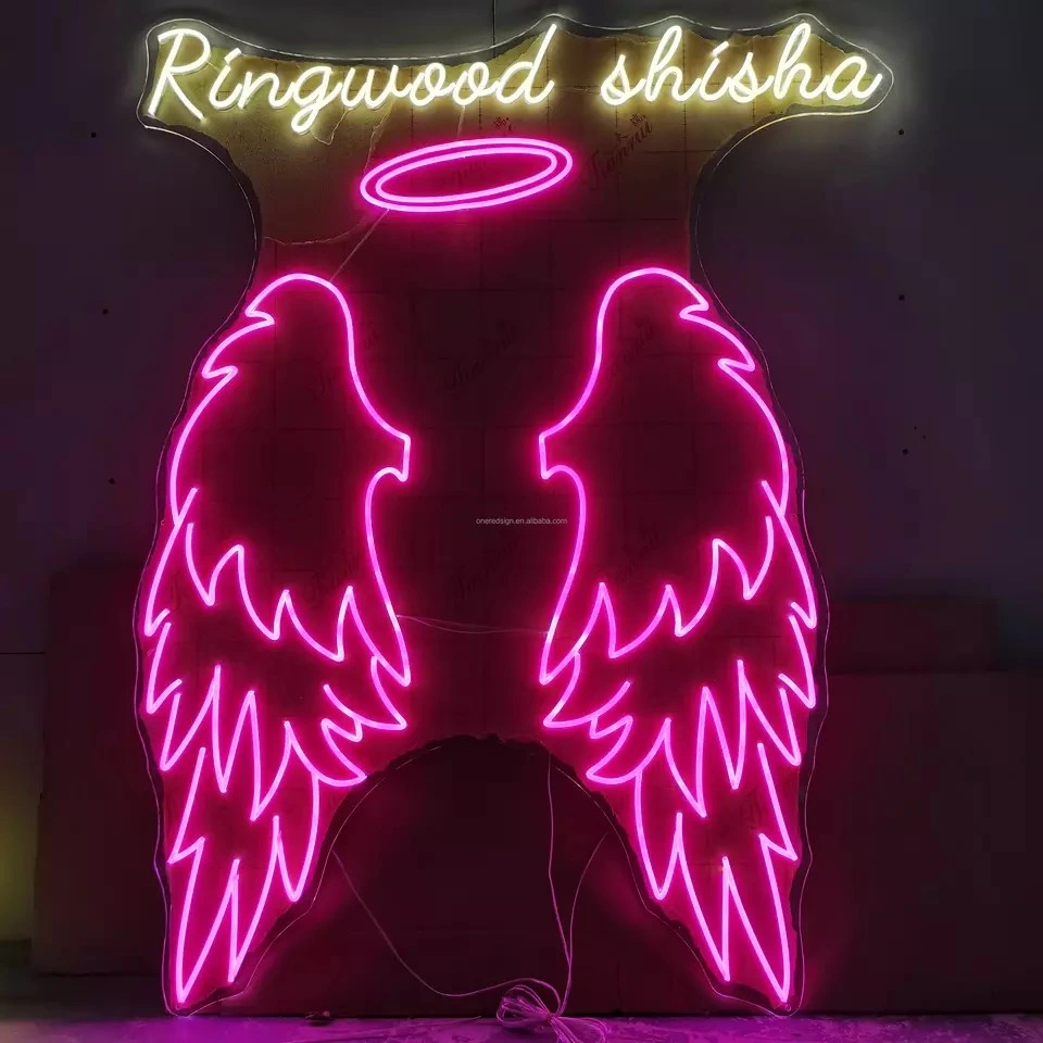 Decoração personalizada luzes interiores Angel Wings LED néon