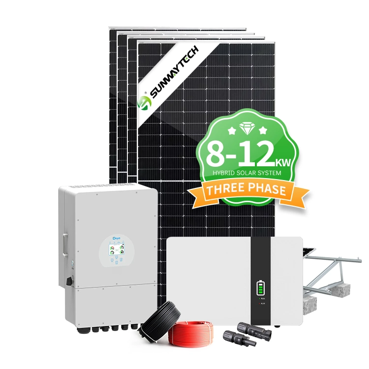 Sunway 5kw 10kw 20kw on-off Grid Lithium Battery 10000W Hybrid Solar System Complete Set for Home