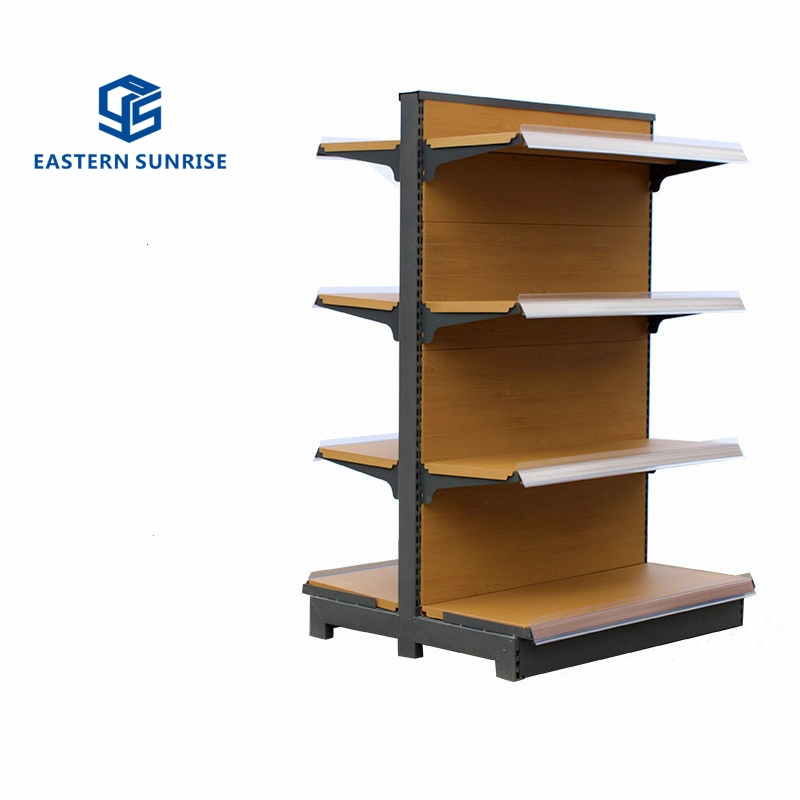 Wooden Color Supermarket Shelf, Heavy Duty Display Rack for Shop/Grocery Store