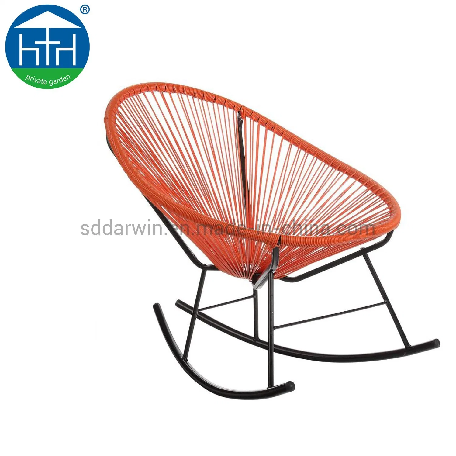 Patio de Rattan Poly metal moderno de forma de huevo Luna conjunto Asiento silla Acapulco