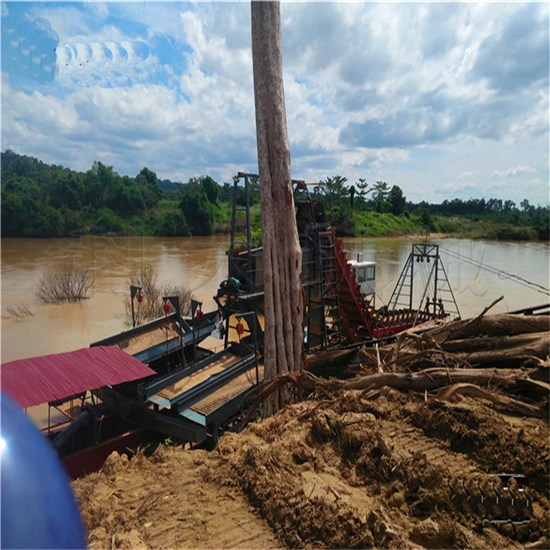 Cadena de cuchara Oro y Diamond Dredge Maquinaria para la mina de barandilla